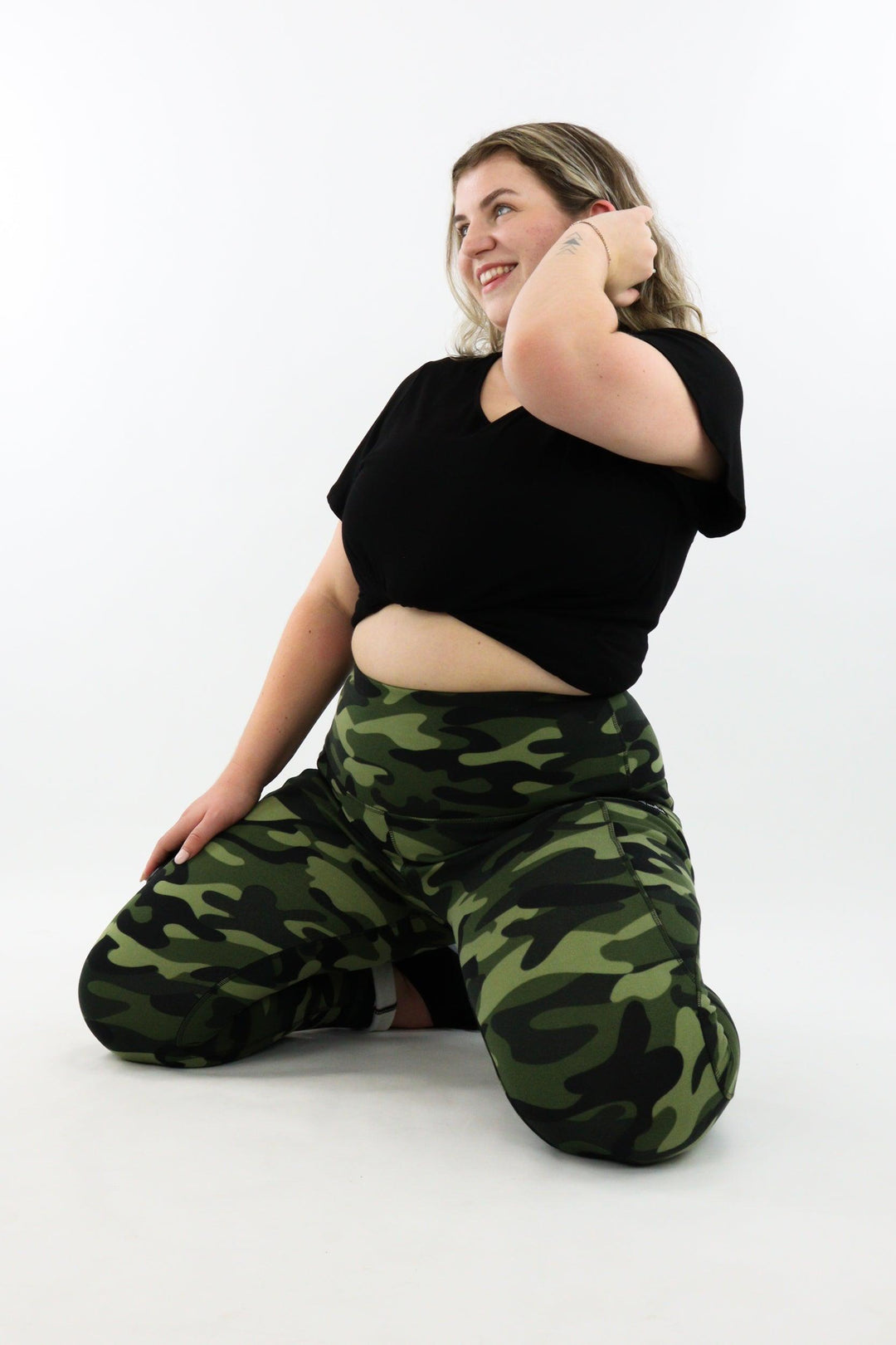 Olive Camo - Fleece - Leg Pockets - Full Leggings