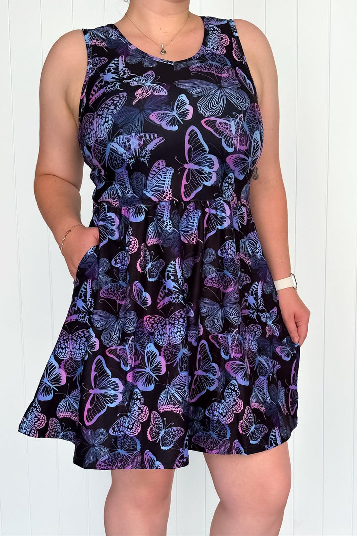 Butterfly Beauty - Sleeveless Mini Dress - Pockets