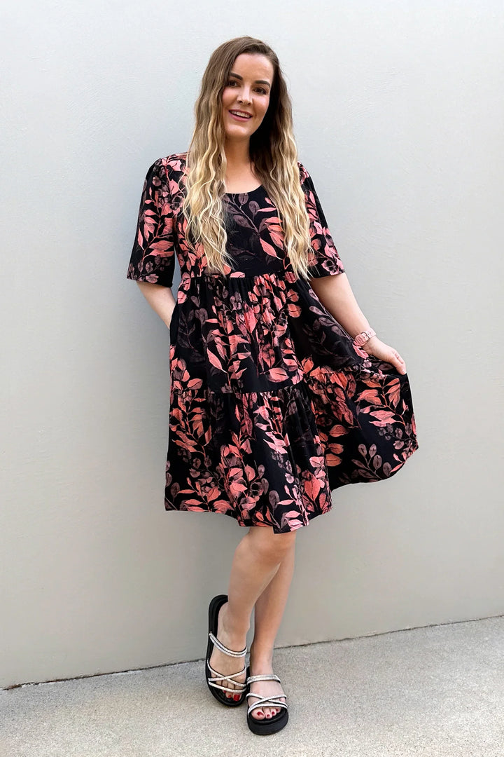 Lily Dress - Vintage Watercolour Leaves - Pockets