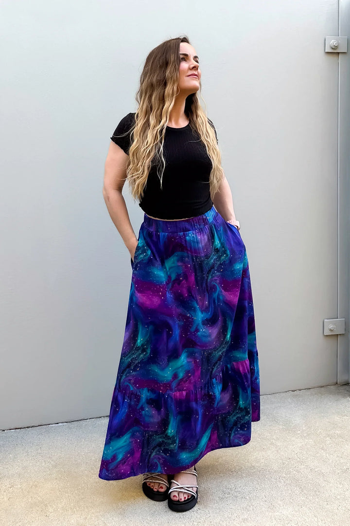 Camellia Maxi Skirt - Aurora Sky - Pockets