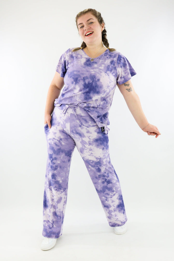 Purple Tie Dye - Long T-shirt - Flutter Sleeve