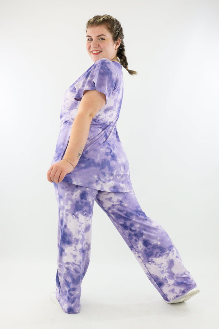 Purple Tie Dye - Long T-shirt - Flutter Sleeve