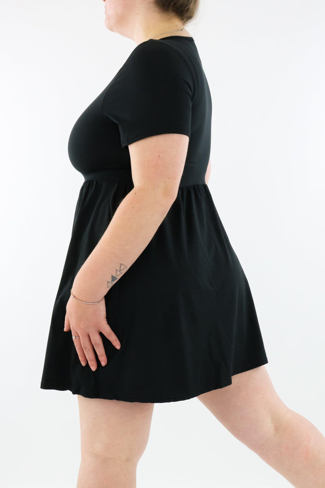 Black - Micro Dress - Short Sleeve - Pockets