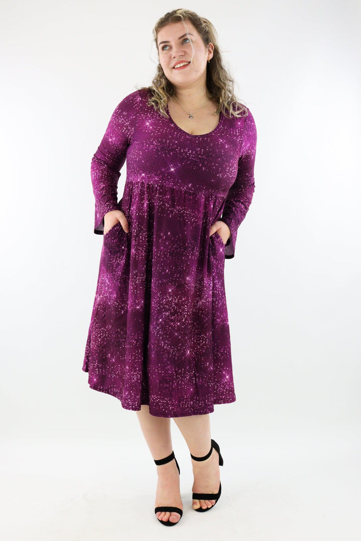 Like Fine Wine - Midi Length Dress - Bell Sleeve - Pockets