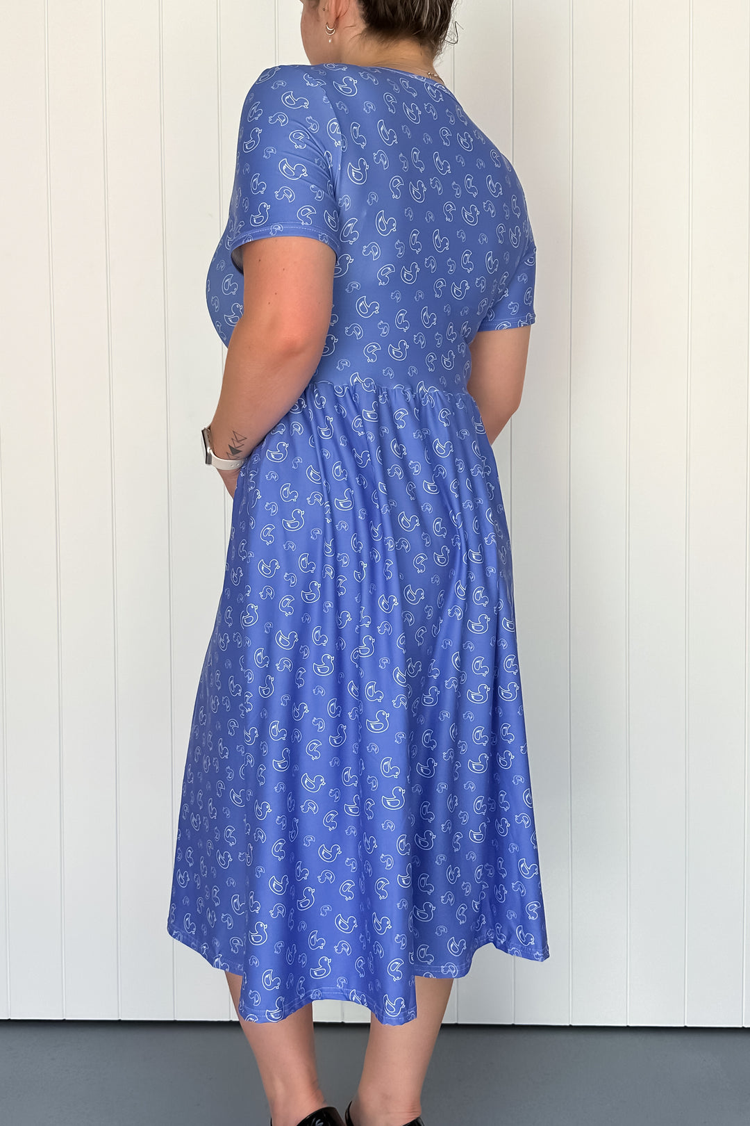 Blue Rubber Ducks - Midi Dress - Short Sleeve - Pockets