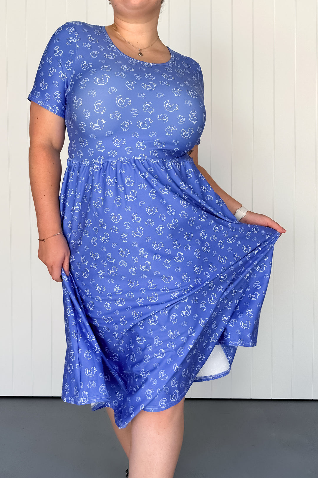 Blue Rubber Ducks - Midi Dress - Short Sleeve - Pockets