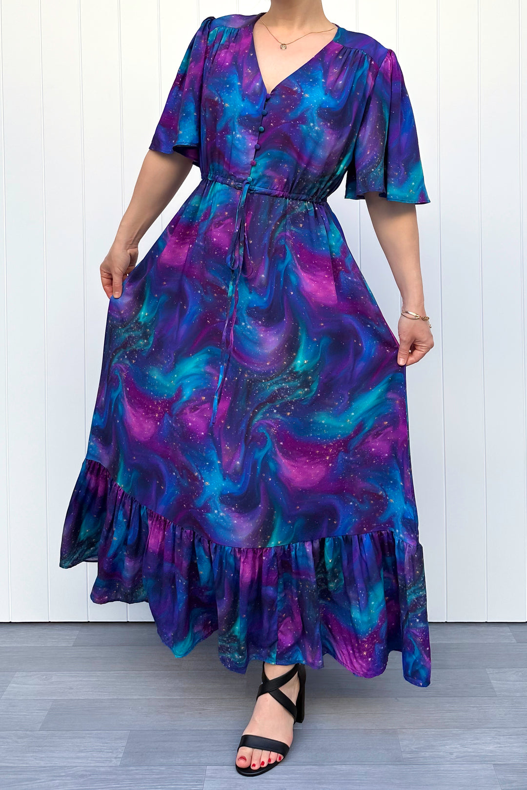 Peony Maxi Dress - Aurora Sky - Pockets
