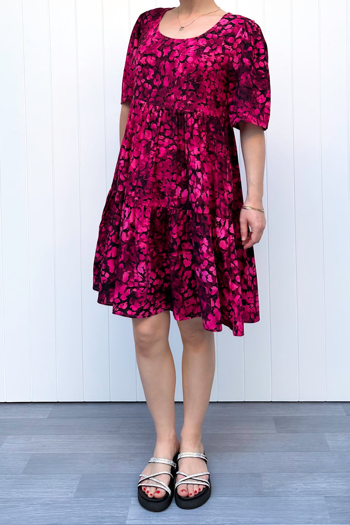 Lily Dress - Berry Leopard - Pockets