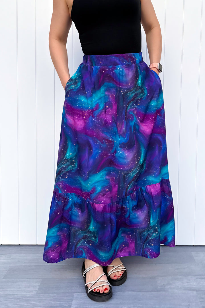 Camellia Maxi Skirt - Aurora Sky - Pockets