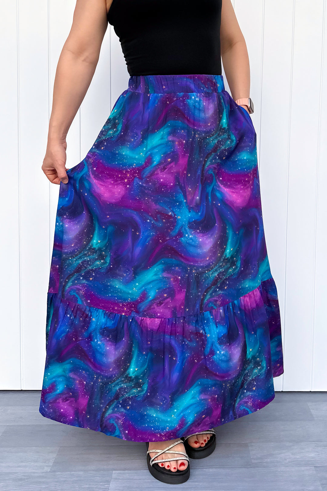 Camellia Maxi Skirt - Aurora Sky - Pockets