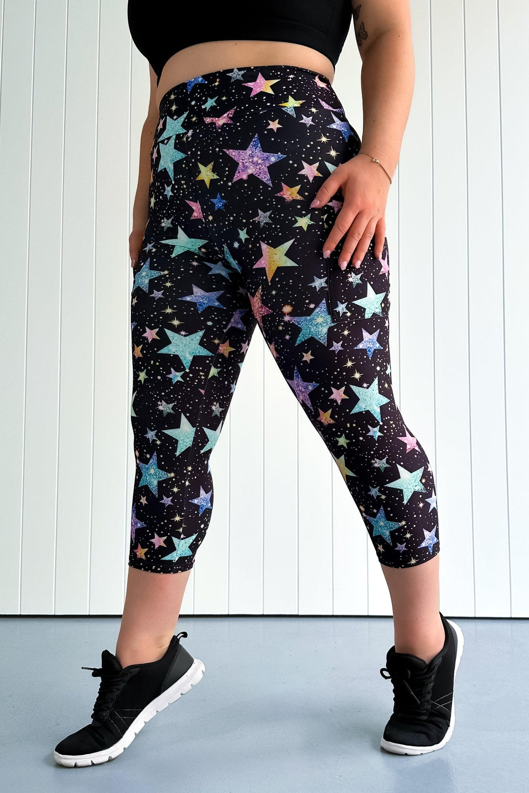 Sparkle Stars - Casual - Capri Leggings - Pockets