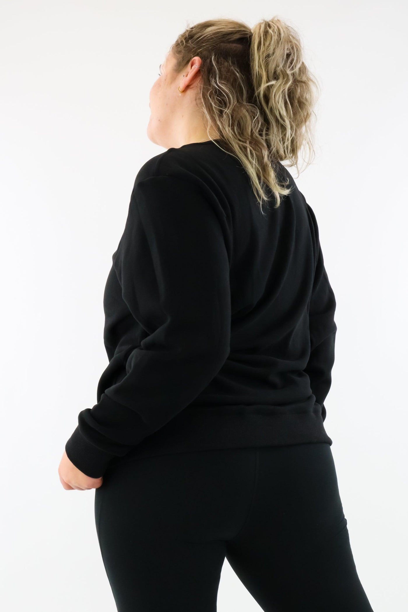 Black - Fleece Jumper - V-neck