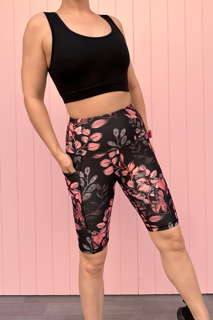 Vintage Watercolour Leaves - Long Shorts - Hybrid 2.0 - Pockets