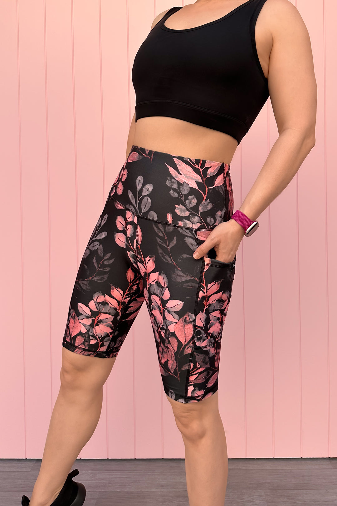 Vintage Watercolour Leaves - Long Shorts - Hybrid 2.0 - Pockets