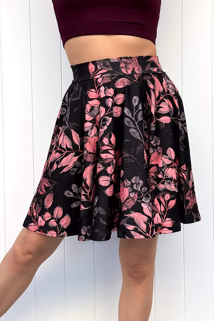 Seraphine Mini Skirt - Vintage Watercolour Leaves