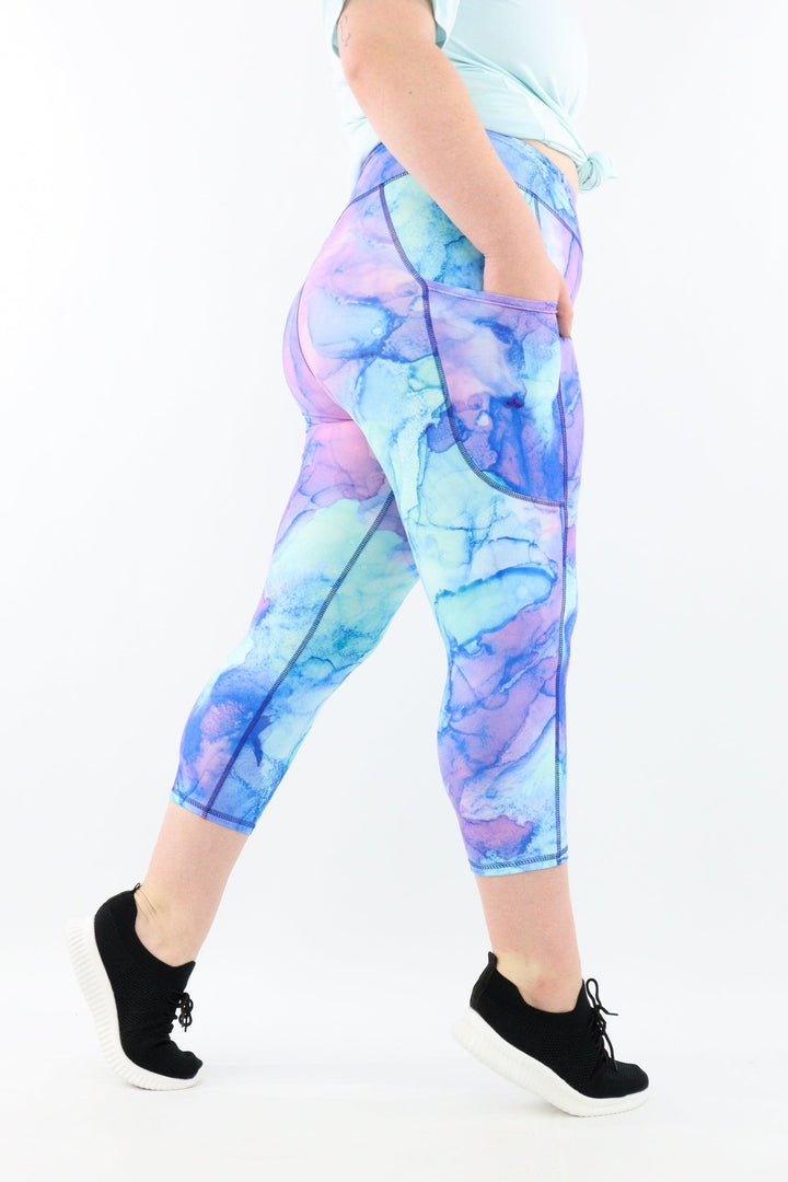 Water Ink - Casual - Capri Leggings - Pockets - Pawlie