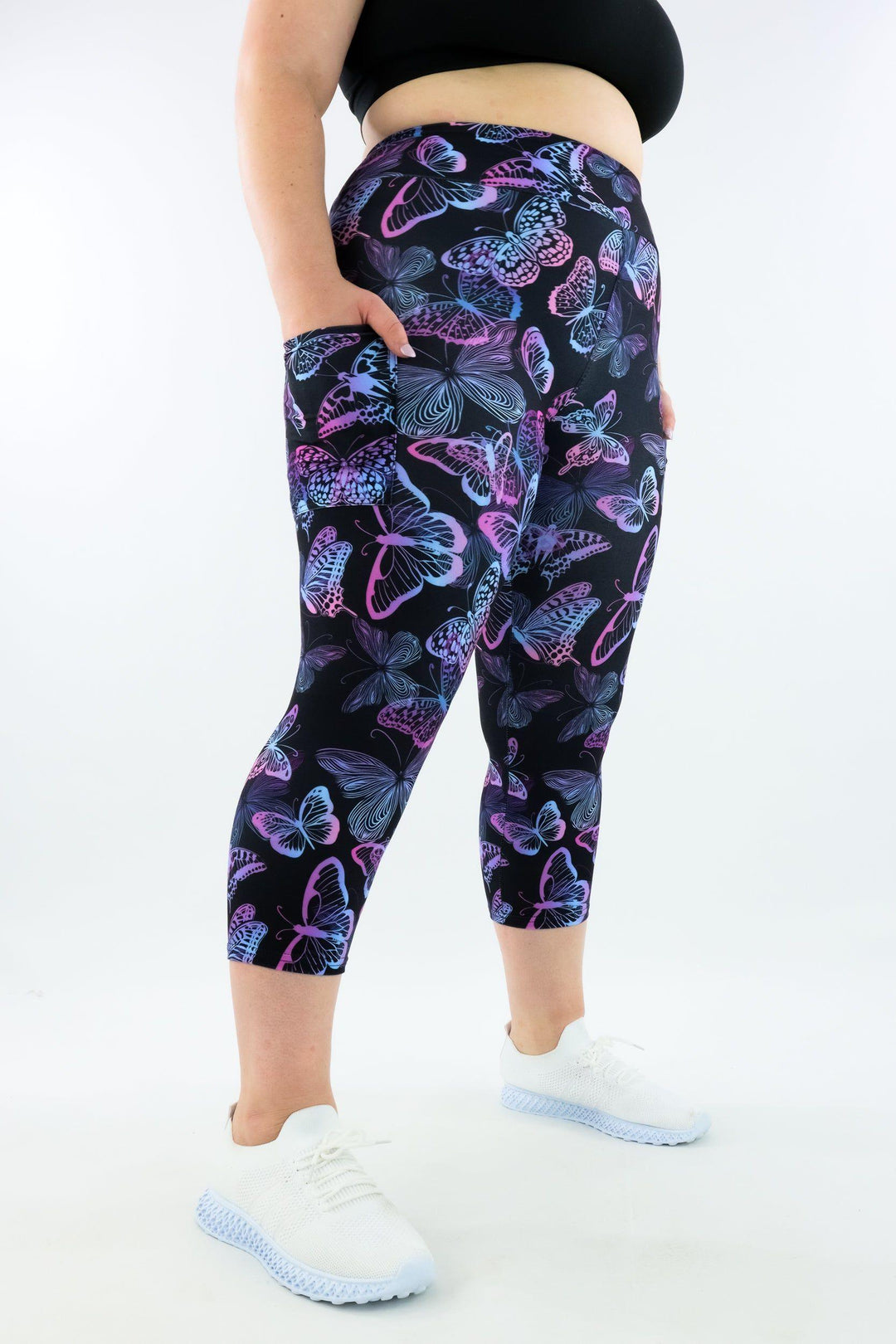 Butterfly Beauty - Casual - Capri Leggings - Pockets - Pawlie