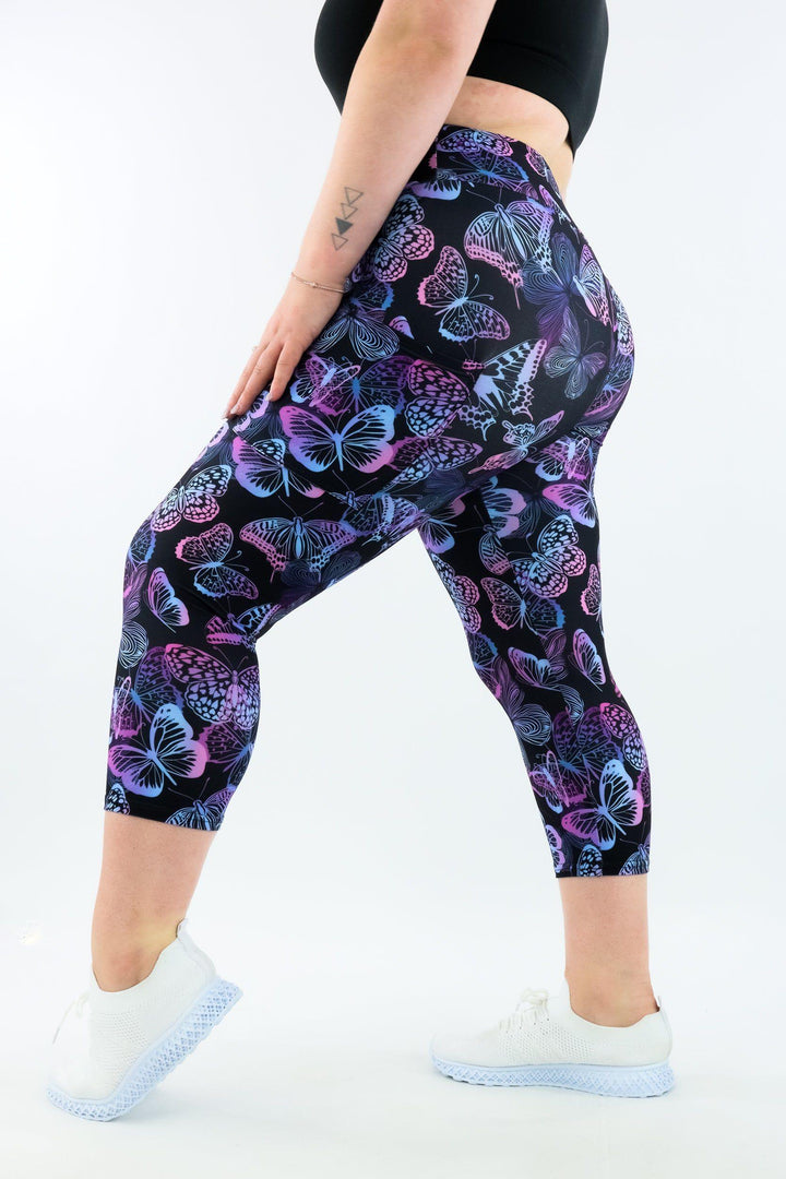 Butterfly Beauty - Casual - Capri Leggings - Pockets - Pawlie