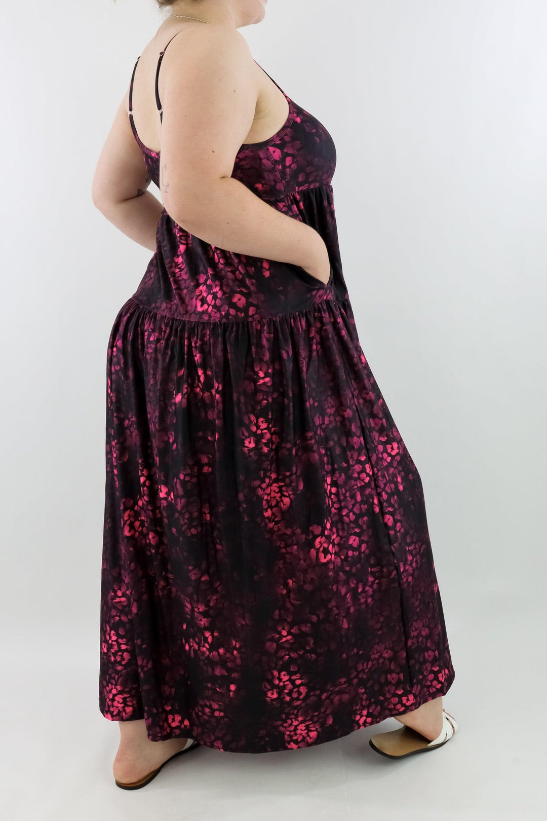 Berry Leopard - Strappy Maxi Dress - Pockets - Pawlie