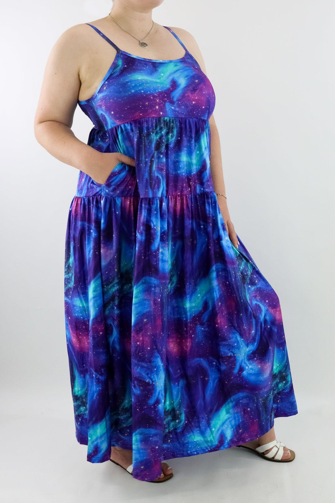 Aurora Sky - Strappy Maxi Dress - Pockets - Pawlie