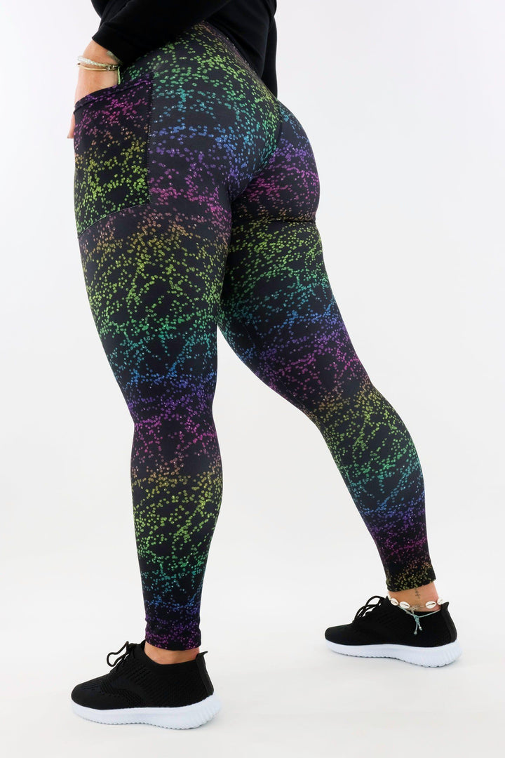 Rainbow Glitter - Casual - Regular Full Leggings - Pockets Casual Full Leggings - Pockets Pawlie   