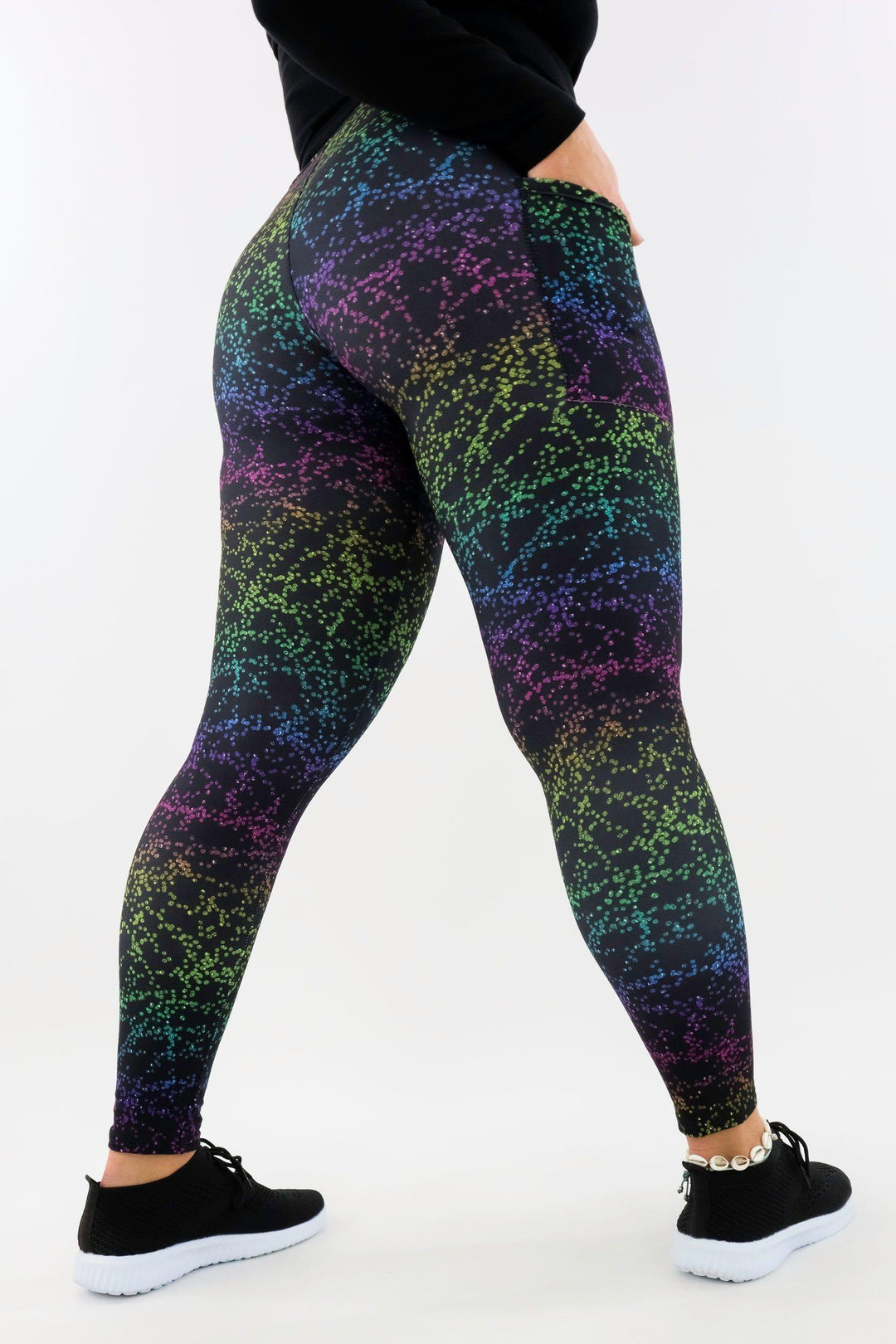 Rainbow Glitter - Casual - Regular Full Leggings - Pockets Casual Full Leggings - Pockets Pawlie   