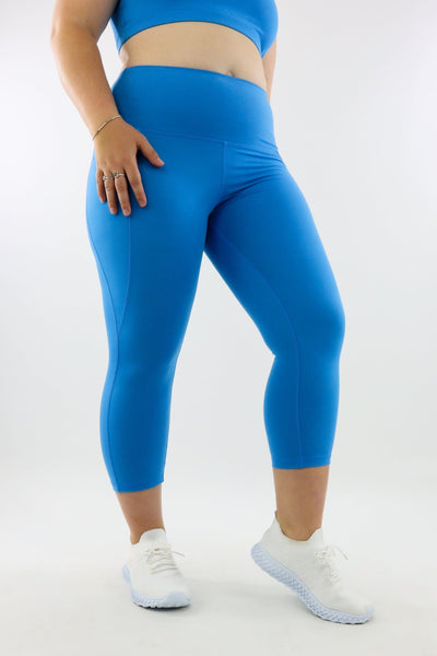 Bright Blue - Leg Pockets - Capri Leggings - Hybrid 2.0 - Pawlie