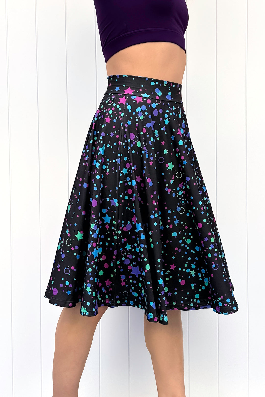 Seraphine Knee-Length Skirt - Neon Galaxy