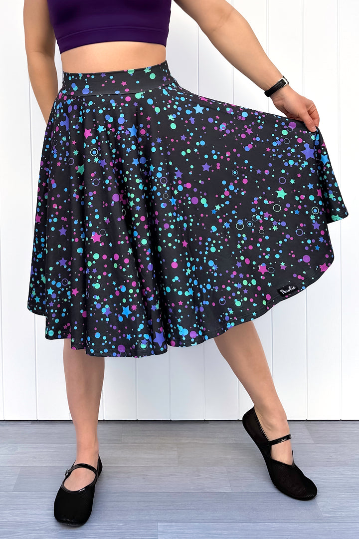 Seraphine Knee-Length Skirt - Neon Galaxy
