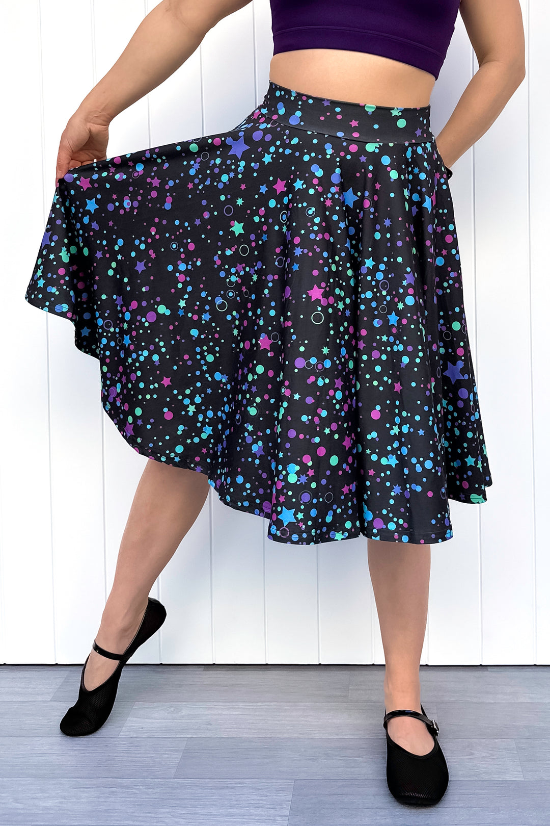 Seraphine Knee-Length Skirt - Neon Galaxy