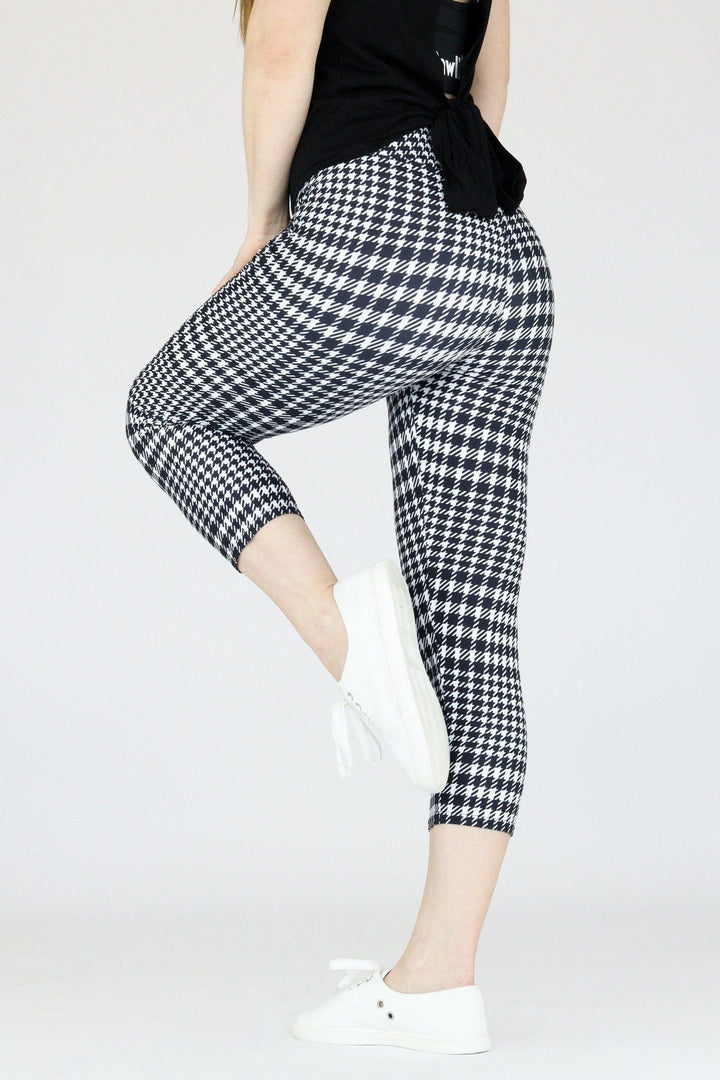 Houndstooth - Casual Capri Leggings Casual Capri Leggings Pawlie   