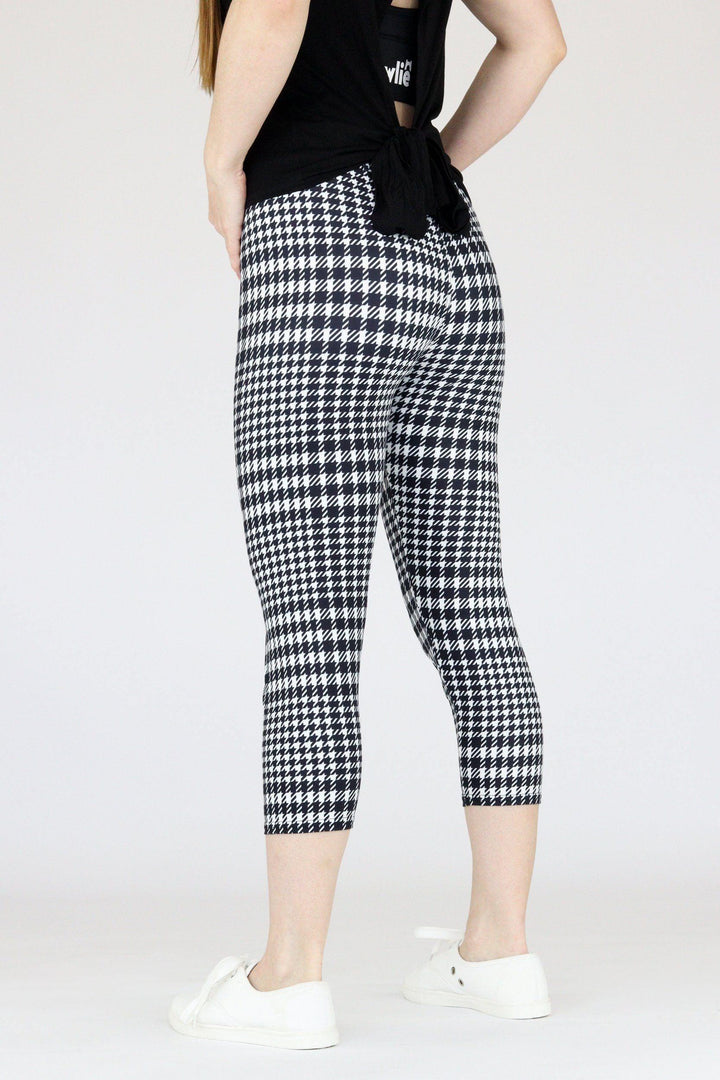 Houndstooth - Casual Capri Leggings Casual Capri Leggings Pawlie   