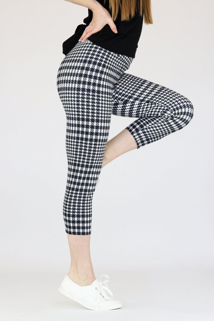 Houndstooth - Casual Capri Leggings Casual Capri Leggings Pawlie   