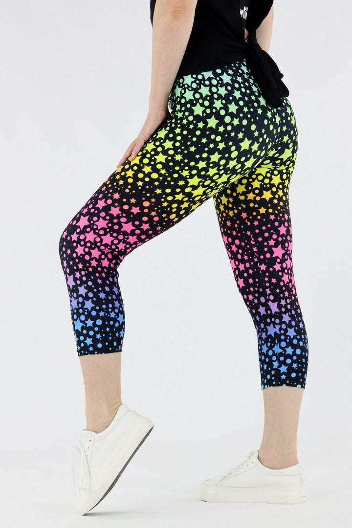 Rainbow Star Cluster - Casual Capri Leggings Casual Capri Leggings Pawlie   