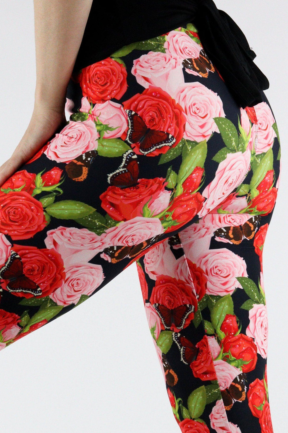 Butterflies n' Roses - Casual Capri Leggings Casual Capri Leggings Pawlie   