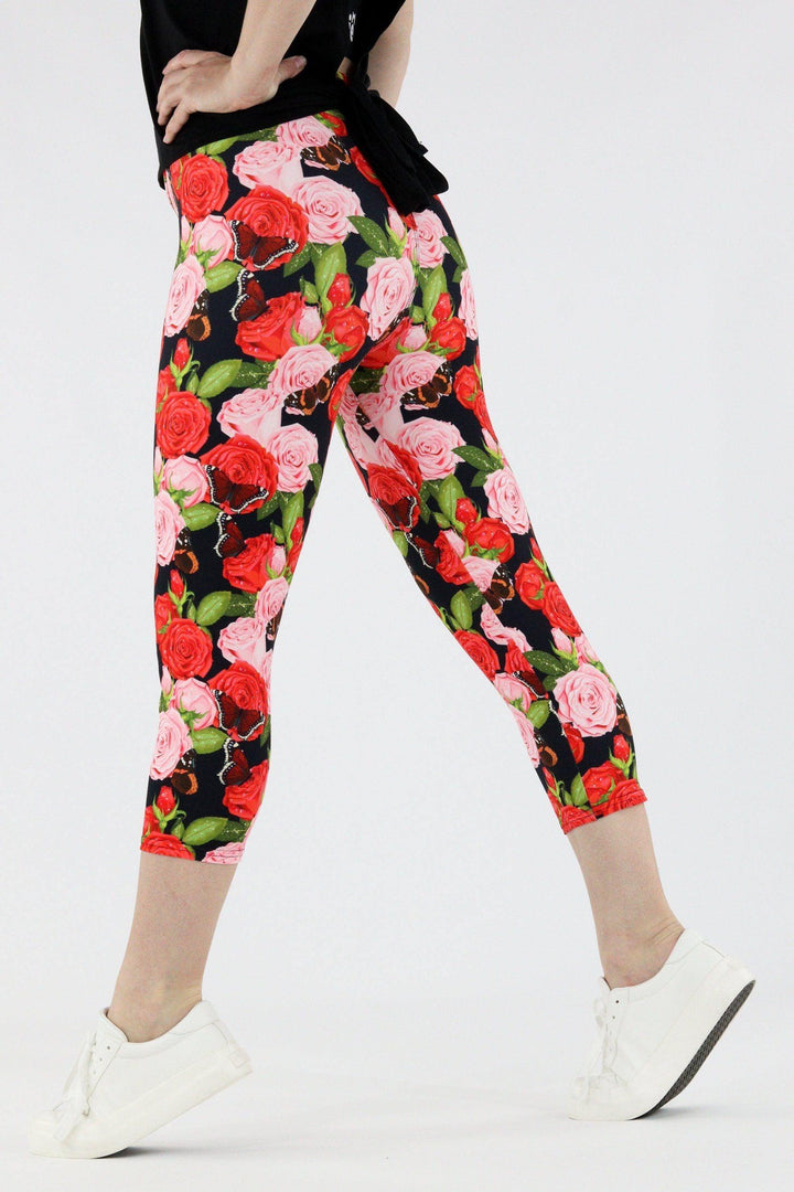 Butterflies n' Roses - Casual Capri Leggings Casual Capri Leggings Pawlie   