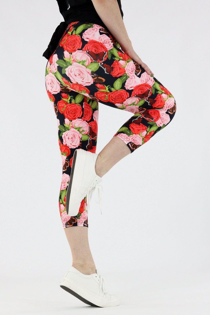 Butterflies n' Roses - Casual Capri Leggings Casual Capri Leggings Pawlie   