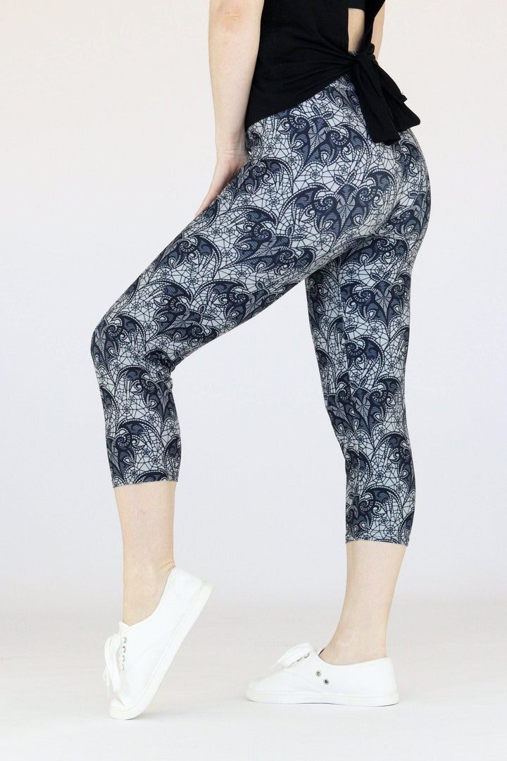 Bat Lace - Casual Capri Leggings Casual Capri Leggings Pawlie   