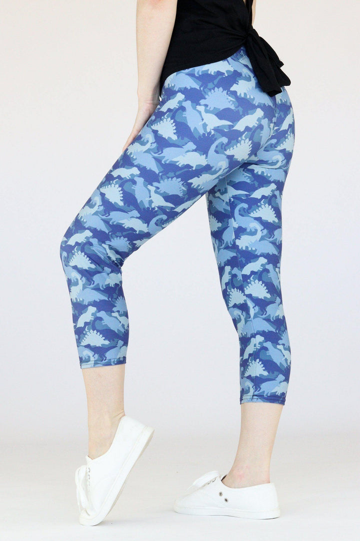 Dinosaur Camo - Casual Capri Leggings Casual Capri Leggings Pawlie   