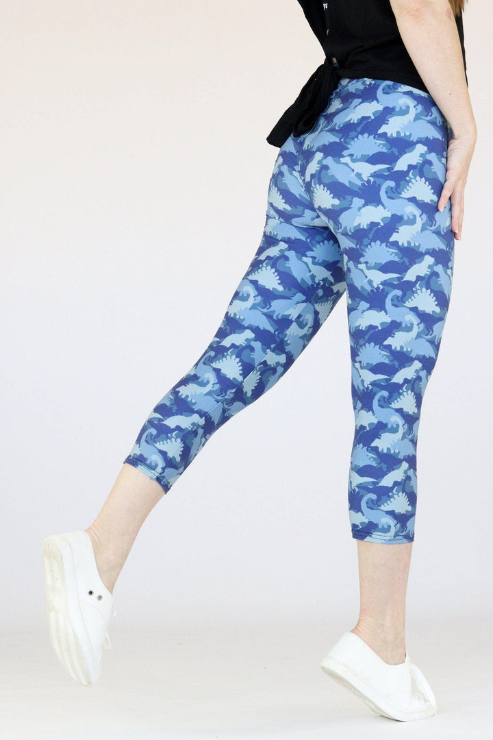Dinosaur Camo - Casual Capri Leggings Casual Capri Leggings Pawlie   