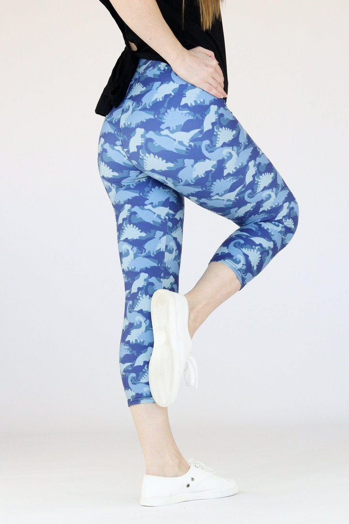 Dinosaur Camo - Casual Capri Leggings Casual Capri Leggings Pawlie   