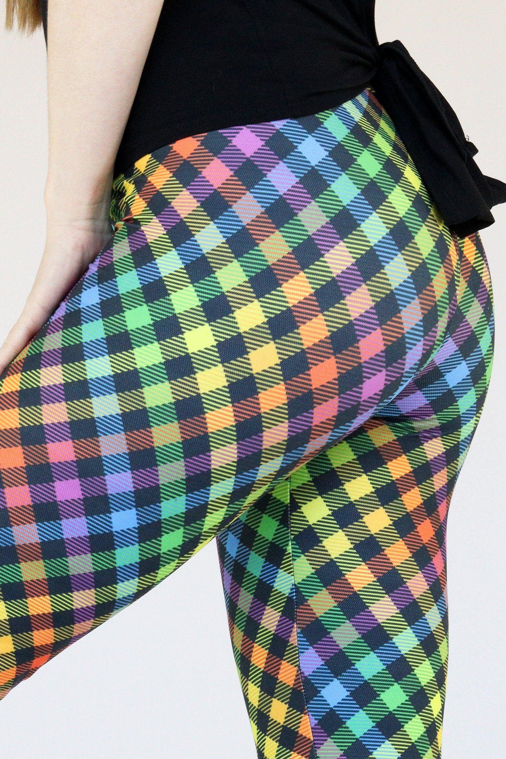 Rainbow Gingham - Casual Capri Leggings Casual Capri Leggings Pawlie   