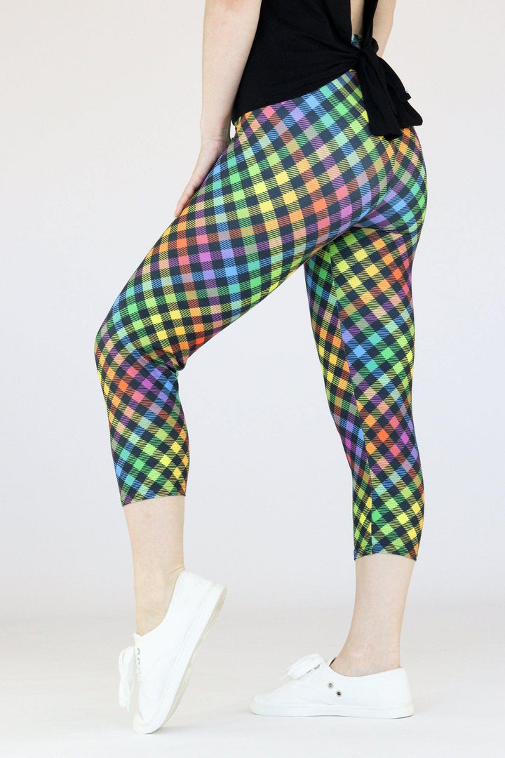 Rainbow Gingham - Casual Capri Leggings Casual Capri Leggings Pawlie   