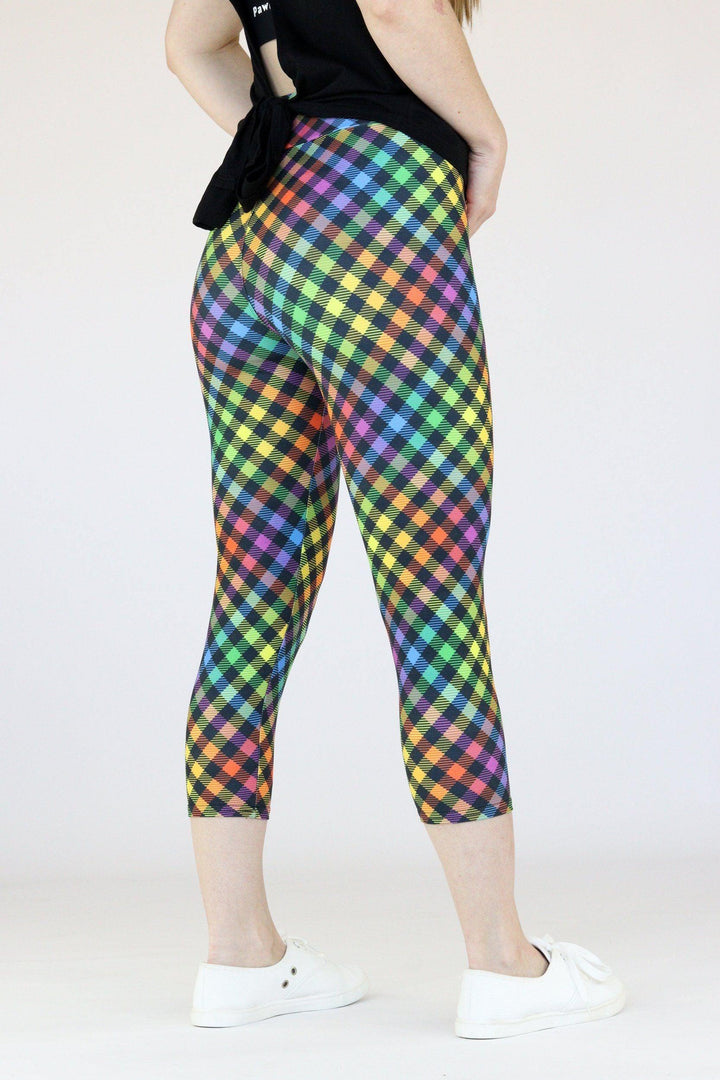 Rainbow Gingham - Casual Capri Leggings Casual Capri Leggings Pawlie   