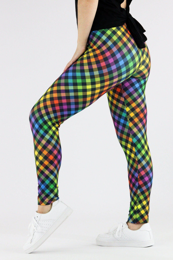 Rainbow Gingham - Casual Leggings Casual Full Leggings Pawlie   