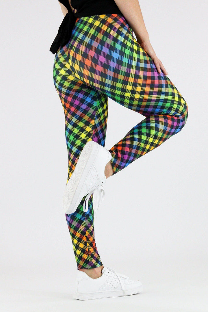 Rainbow Gingham - Casual Leggings Casual Full Leggings Pawlie   