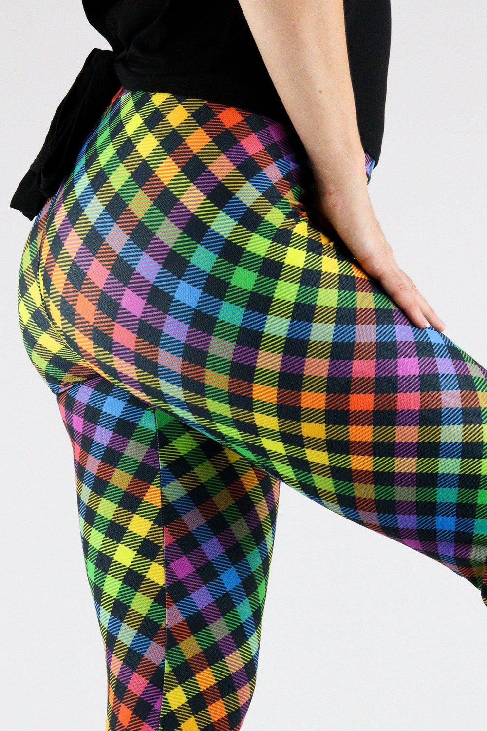 Rainbow Gingham - Casual Leggings Casual Full Leggings Pawlie   