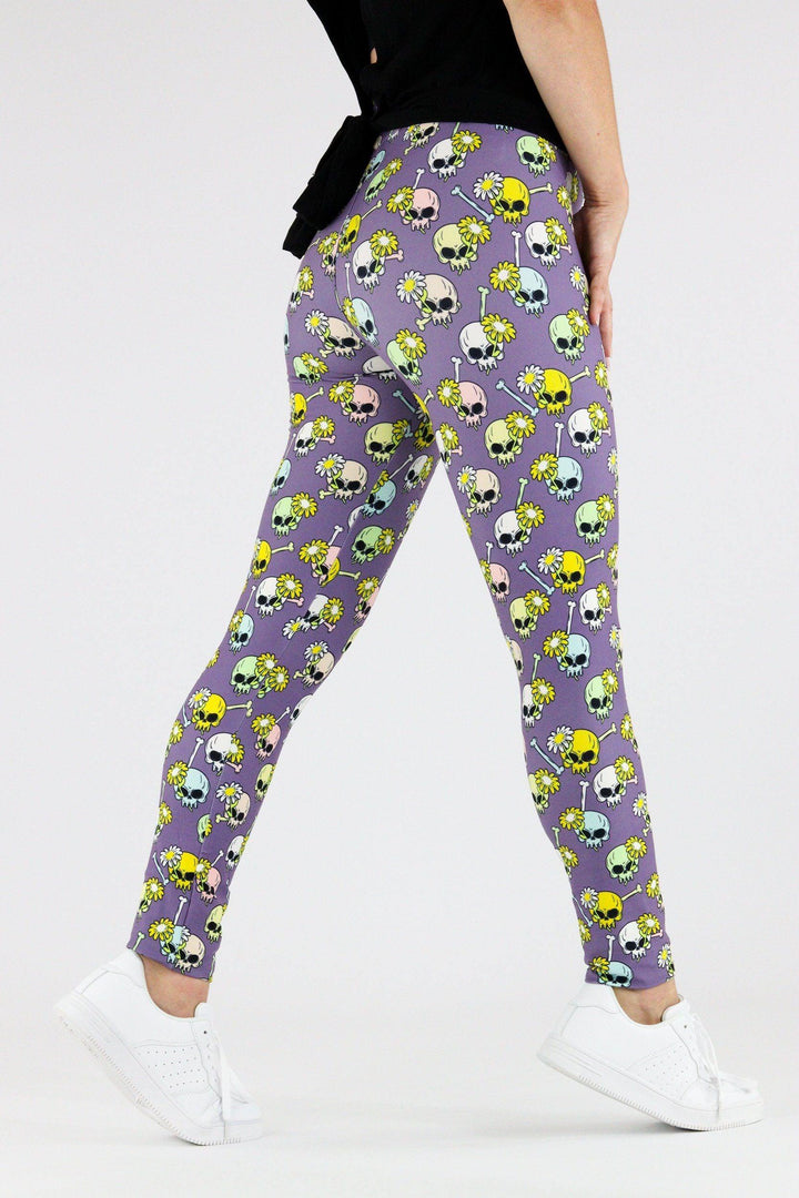Daisy Skull - Casual Leggings Casual Full Leggings Pawlie   