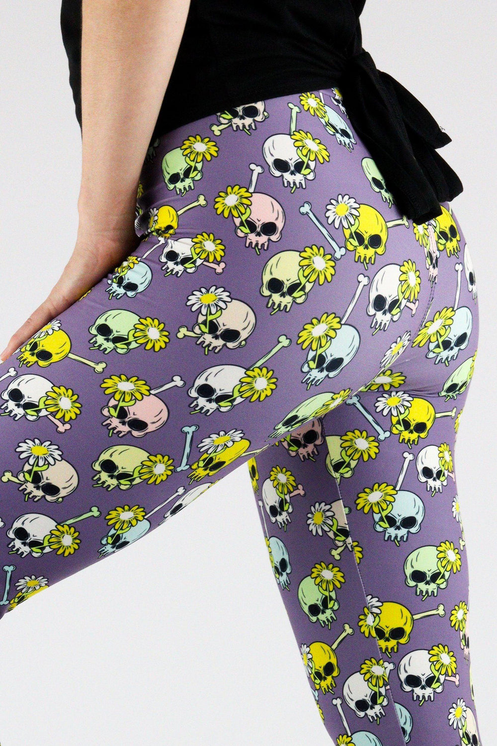 Daisy Skull - Casual Leggings Casual Full Leggings Pawlie   