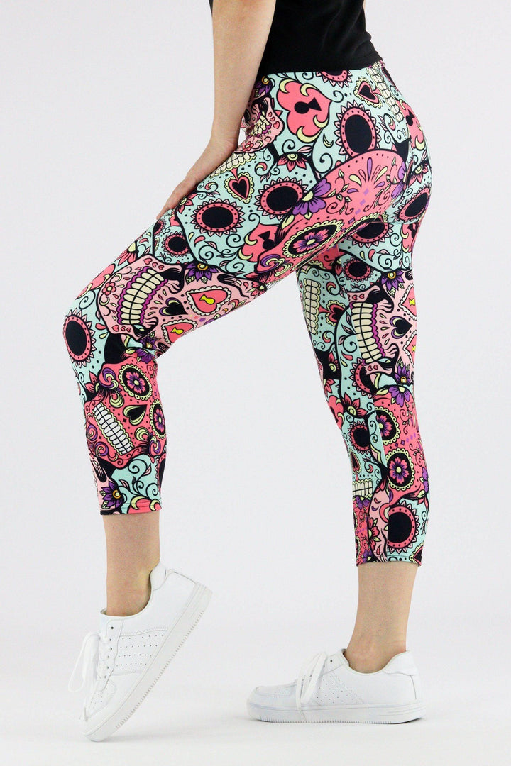 Calavera Skull - Casual Capri Leggings Casual Capri Leggings Pawlie   